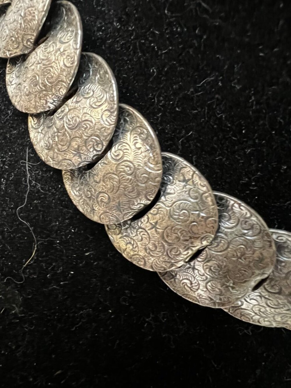 Napier Stars Scrolls Disc Necklace Silver Tone 15-17” Vintage 1950s Statement - Picture 3 of 13